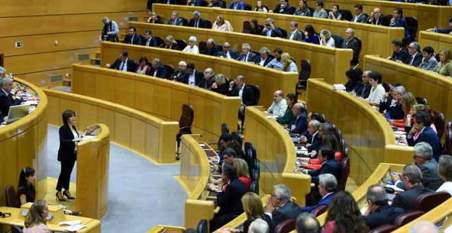 GRAF526. MADRID, 26/10/2017.- Vista general del Senado durante la intervención hoy de la vicepresidenta del Gobierno, Soraya Sáenz de Santamaría, ante la comisión que tramita las medidas aprobadas por el Ejecutivo en aplicación del artículo 155 de la Cons