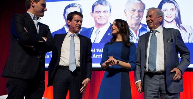 Albert Rivera, Manuel Valls, Inés Arrimadas i Mario Vargas LLosa en un acte sobre Europa / EFE