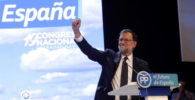 Mariano Rajoy, durante su intervención en la celebración del Congreso Nacional del Partido Popular. - EFE