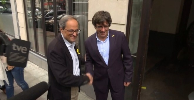 El president Quim Torra i l'expresident cessat Carles Puigdemont es reuneixen a Waterloo, Bèlgica. CCMA