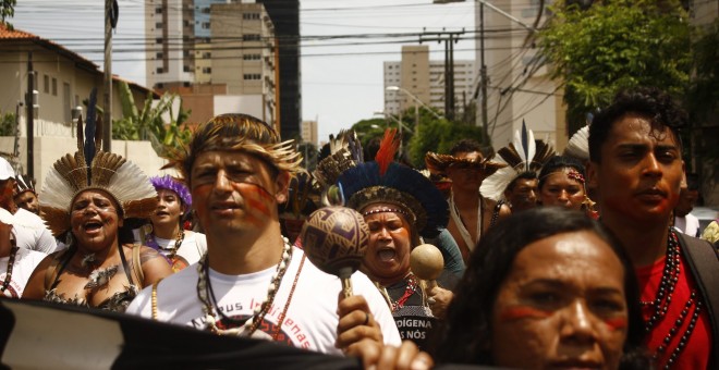 Marcha de protesta de las comunidades indígenas en el estado de Ceará, 31/01/19, ante la violencia sufrida en los últimos tiempos. Renato-Santana/CIMI.