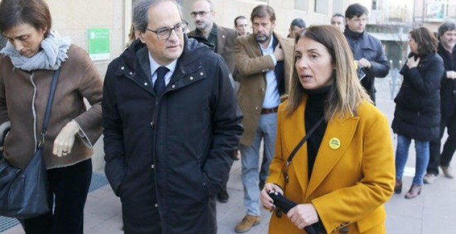 El president Quim Torra acompanyat de la propera consellera de Presidència i portaveu del Govern, Meritxell Budó.