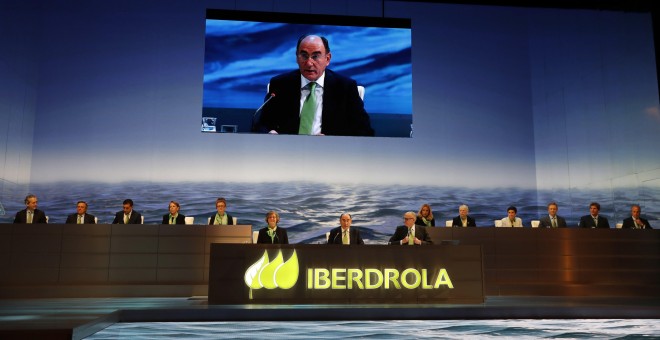 El presidente de Iberdrola, Ignacio Sánchez Galán, en la apertura de la Junta de Accionistas de la eléctrica. EFE/LUIS TEJIDO