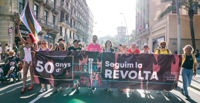 La manifestació que ha convocat la comissió unitària 28 de juny pel dia de l'Orgull. @barcelona_cat