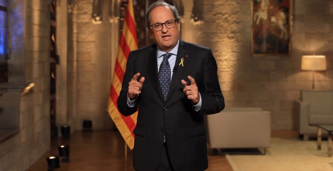 Quim Torra, durant el seu discurs institucional de l'11 de setembre. GENERALITAT