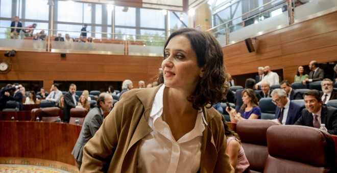 La presidenta de la Comunidad de Madrid, Isabel Díaz Ayuso, durante un pleno de la asamblea. / Europa Press