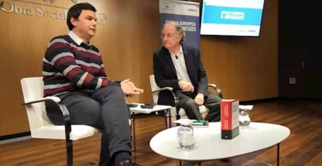 Thomas Piketty amb Josep Ramoneda. EUROPA PRESS.