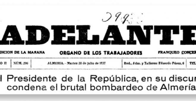 Portada del Diario republicano 'Adelante' en una imagen de archivo.