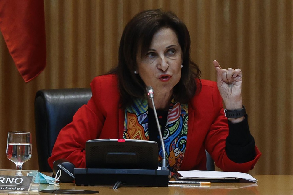 La ministra de Defensa, Margarita Robles, durante su comparecencia este miércoles ante la Comisión de Defensa del Congreso de los Diputados.