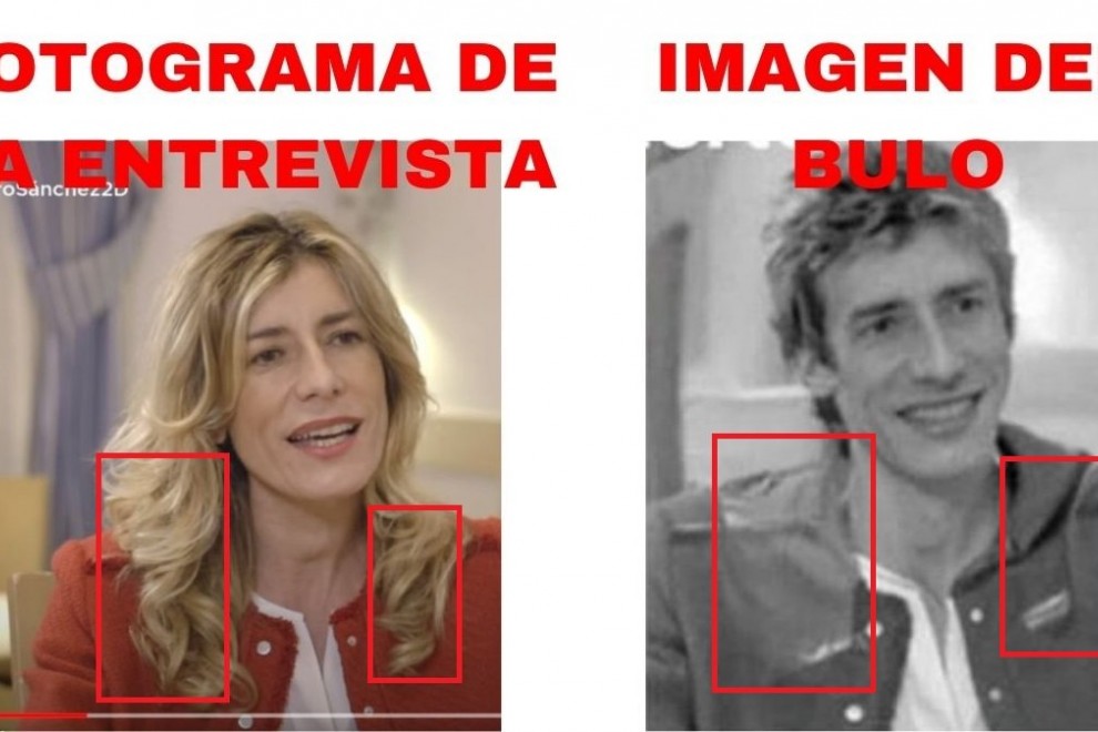 Imagen original y manipulada con FaceApp de Begoña Gómez