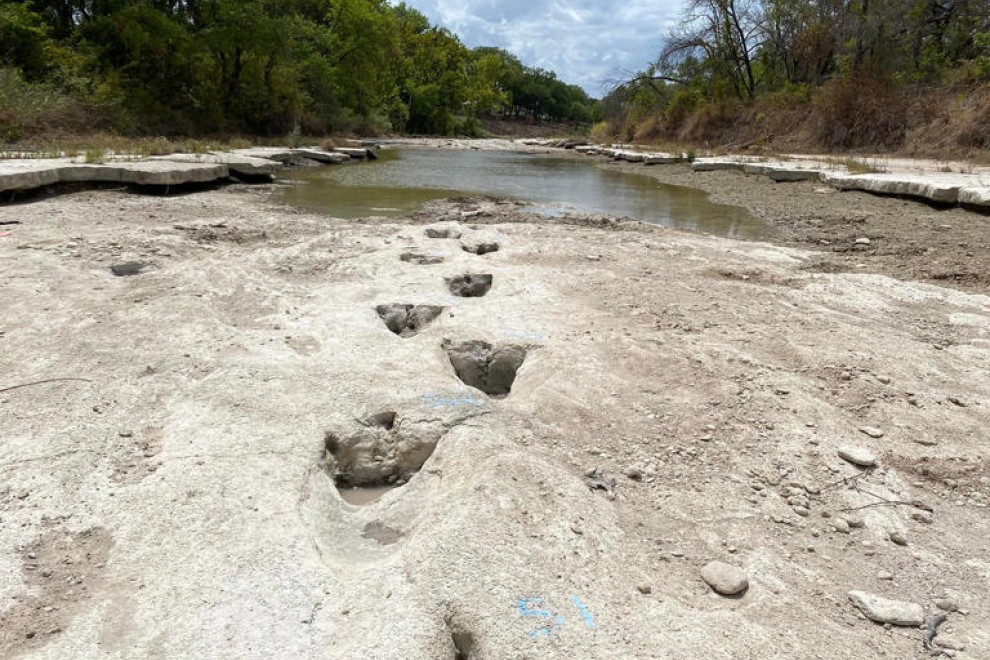 Huellas de dinosaurio descubiertas en el río Paluxy, en Texas (AFP)