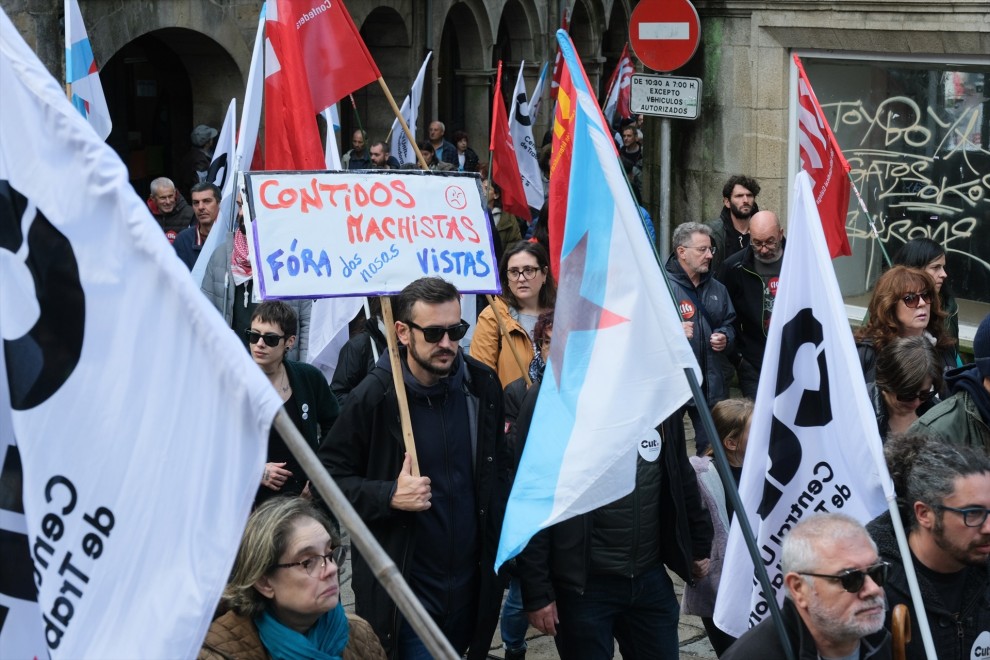 7/11/22 Imagen de la manifestación contra la manipulación informativa el pasado domingo en Santiago.