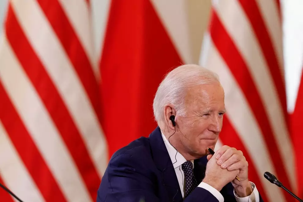El presidente de EEUU, Joe Biden, durante su reunión con el presidente de Polonia, Andrzej Duda, en Varsovia. REUTERS/Evelyn Hockstein