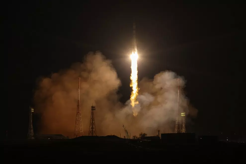 El lanzamiento del cohete portador Soyuz-2.1a con la nave espacial no tripulada Soyuz MS-23, camino a la Estación Espacial Internacional.