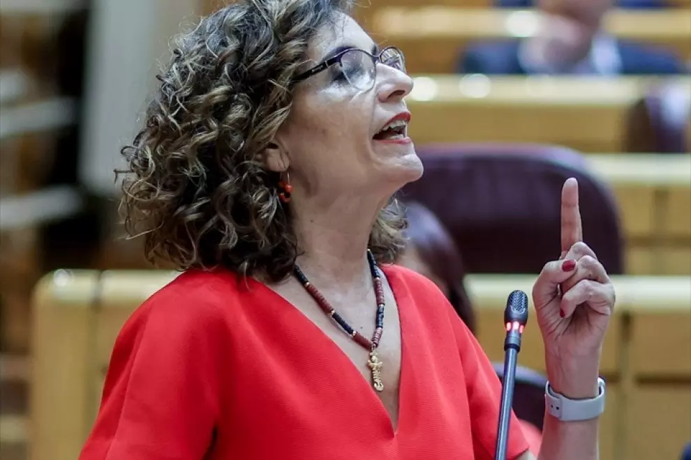 10/05/2023 La ministra de Hacienda, María Jesús Montero, en una intervención en el Senado.