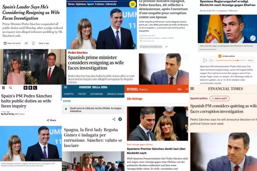 25/04/2024 Numerosos medios internacionales se hacen eco del anuncio de Pedro Sánchez este miércoles.