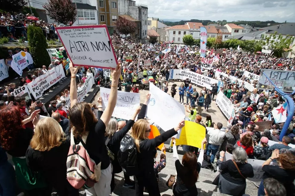 27/5/24 Imagen de la manifestación contra la celulosa de Altri el pasado domingo en Palas de Rei (Lugo)