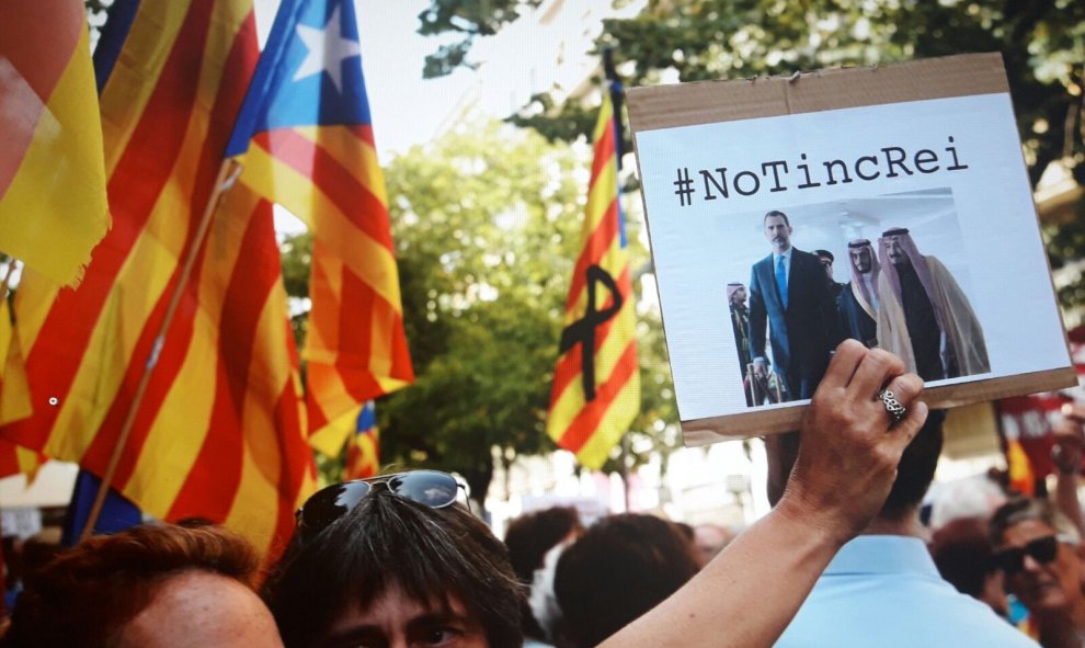 Pancarta de un manifestante: "No tengo rey". FRANCESC SANS