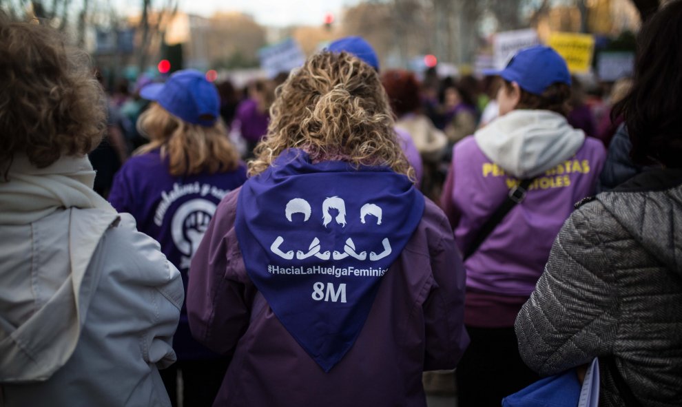 Imagen de la manifestación con motivo del Día de la Mujer en la plaza de Neptuno de Madrid.-JAIRO VARGAS