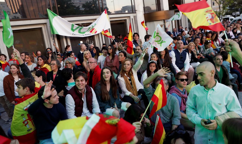 Simpatizantes de Vox en la plaza  Margaret Thatcher. REUTERS/Susana Vera