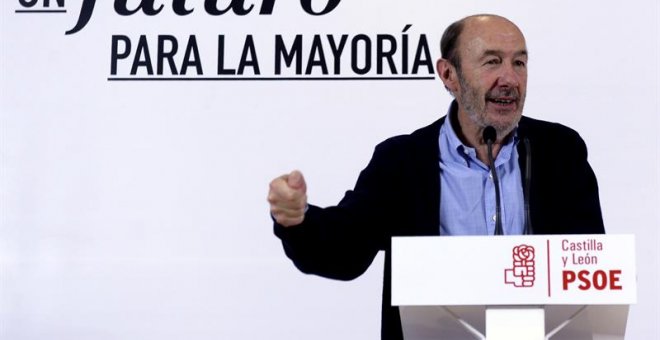 El ex-secretario general del PSOE, Alfredo Pérez Rubalcaba, durante el acto de inicio de campaña que los socialistas de Castilla y León.- EFE