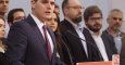 El presidente de Ciudadanos, Albert Rivera (centro), durante la presentación de su equipo para la Ejecutiva del partido. EFE/Víctor Lerena