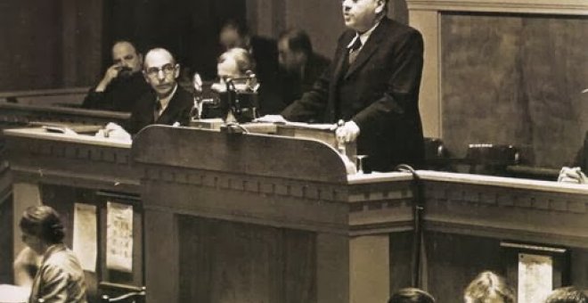 El último presidente de la II República, Juan Negrín, interviene en la Sociedad de Naciones