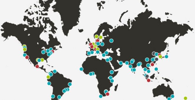 Mapa de la Red C40 de ciudades por el cambio climático