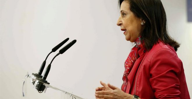 La portavoz socialista en el Congreso de los Diputados Margarita Robles, durante la rueda de prensa de ayer tras la Junta de Portavoces. EFE/Chema Moya