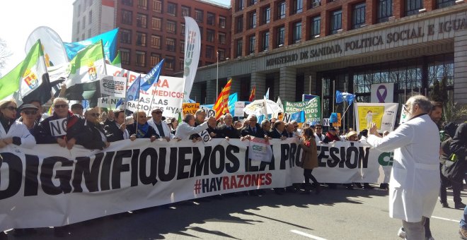 Manifestación de los médicos del 21 de marzo de 2018 frente al Ministerio de Sanidad. EUROPA PRESS