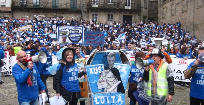 Manifestación de los funcionarios de justicia en el segundo mes de huelga. E.P.