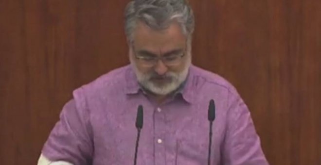Captura de vídeo del diputado del PP durante su intervención.