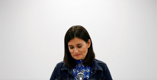 Carmen Montón, durante la rueda de prensa en la sede del Ministerio en la que ha informado sobre su dimisión. - EFE