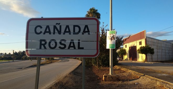 Cartel que da la bienvenida a Cañada Rosal.