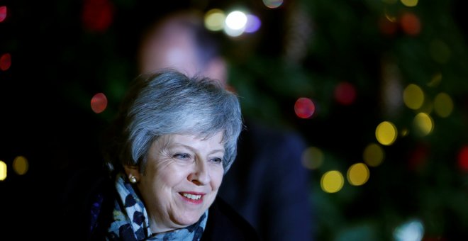 La primera ministra británica, Theresa May, a su llegada a Downing Street. - REUTERS