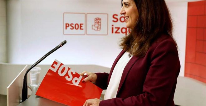 La portavoz del PSOE durante la rueda de prensa. (MARISCAL | EFE)