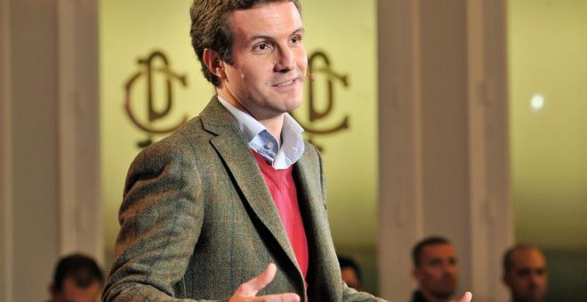 30/12/2018.- El presidente del PP, Pablo Casado, durante el acto de presentación de los candidatos de Castilla-La Mancha celebrado hoy en Albacete. EFE/Manu