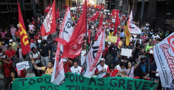 Protesta sindical en Brasil.