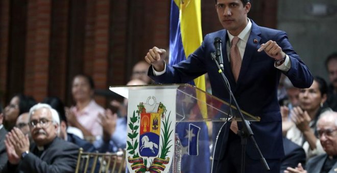 Guaidó, este lunes en Caracas. EFE/ Rayner Peña