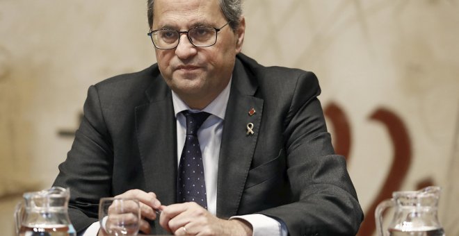 15/01/2020.- El presidente de la Generalitat, Quim Torra, preside la reunión semanal del Govern, celebrada este miércoles a la espera de que se concrete la fecha de la reunión entre el presidente del Gobierno, Pedro Sánchez, y él, a quien la Mesa del Par