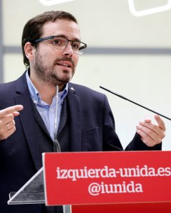 El coordinador federal de IU, Alberto Garzón,durante su intervención ante la dirección de la formación. EFE/Chema Moya