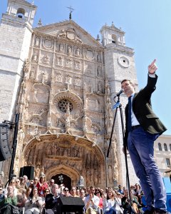 El presidente del PP y candidato a la Presidencia del Gobierno, Pablo Casado, participa esta mañana en Valladolid. / EFE/NACHO GALLEGO