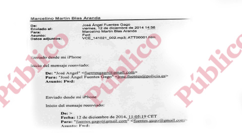 Encabezado del mail de Gago a Martín-Blas.