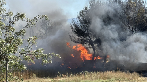 Un foc que crema a Rivesaltres, al Roselló.