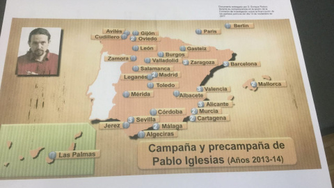 Mapa presentado por Riobóo en la comisión del Senado sobre financiación de partidos.