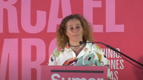 Nina Gordillo durante el acto de fin de campaña de Sumar.