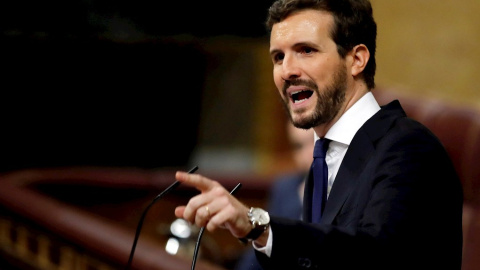 Casado, durante el debate de investidura en el Congreso. EFE/Juan Carlos Hidalgo