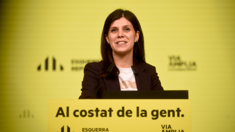 La secretària general adjunta d'ERC, Marta Vilalta, en roda de premsa telemàtica.