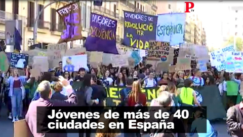 Cientos de jÃ³venes se movilizan en EspaÃ±a contra el cambio climÃ¡tico al lema de "Sin planeta no hay futuro"