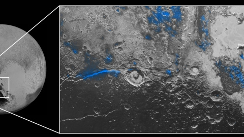 Gráfico que muestra los nuevos descubrimientos de hielo en Plutón. EUROPA PRESS